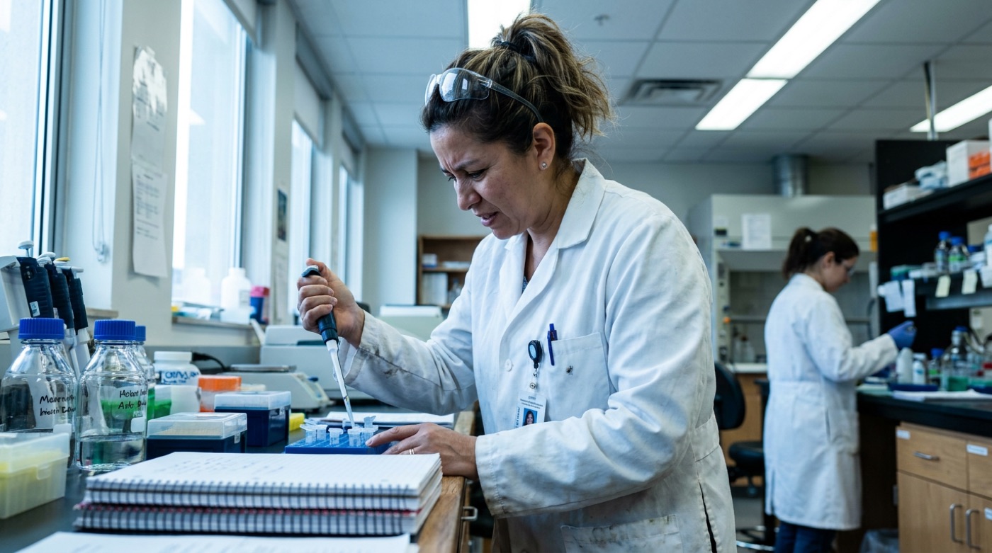 Pesquisadora no laboratório